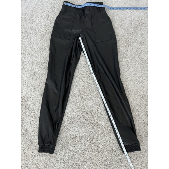 Spanx Faux Leather High Waist Jogger Pants Black‎ Size X-Small Edgy Date Sexy - Picture 7 of 13
